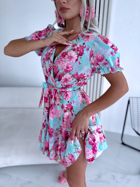 Kleita "FLOWERETTE" - MINT AR ROZĀ